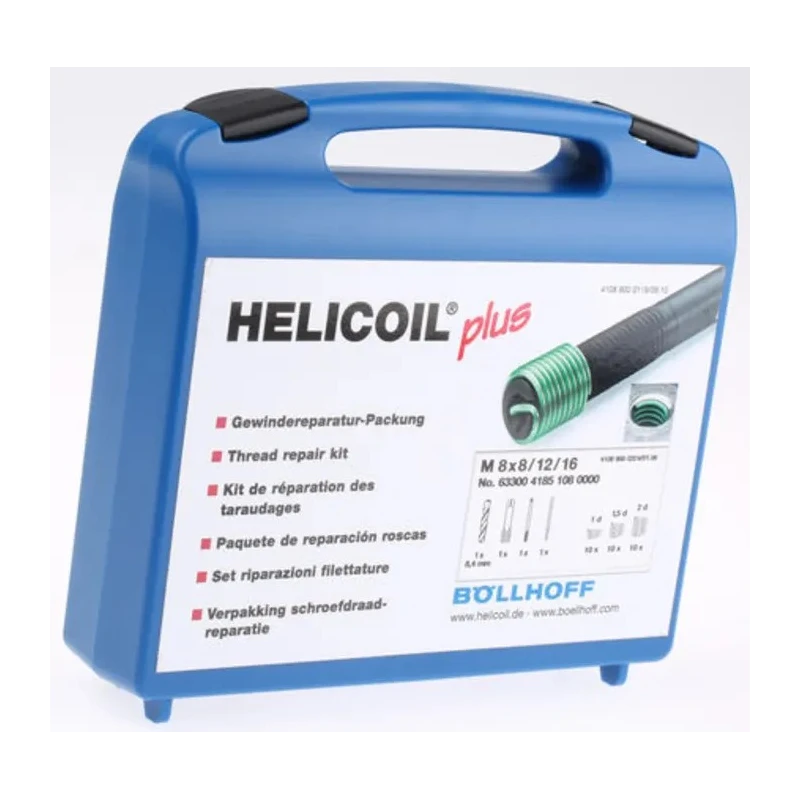Böllhoff 34 Piece Metric Thread Repair Kit 41851080000, Includes Drill, HSS Tap, Mandrel, Inserts, Germany