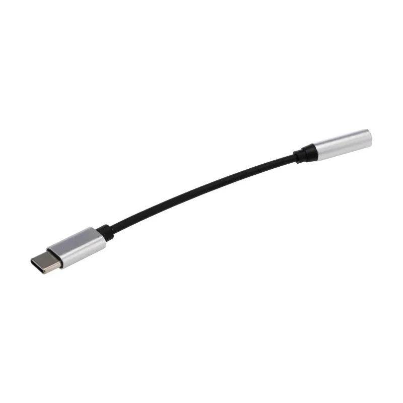 RS PRO Female USB Type C to Female 3.5 mm Stereo Jack USB Cable Black 150mm