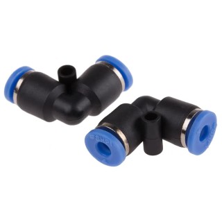 RS PRO Polyoxymethylene Nickel Union Elbow Pneumatic Fitting Push In 4 mm 10 bar 0 to 60°C 916-0889