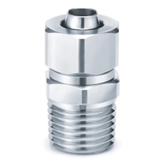 SMC Pneumatic Straight Threaded Adapter Push-in 2.5mm Tube, Male R 1/8 Thread, Stainless Steel KFG2