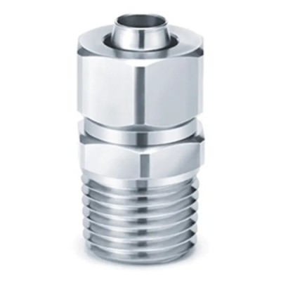 SMC Pneumatic Straight Threaded Adapter Push-in 2.5mm Tube, Male R 1/8 Thread, Stainless Steel KFG2
