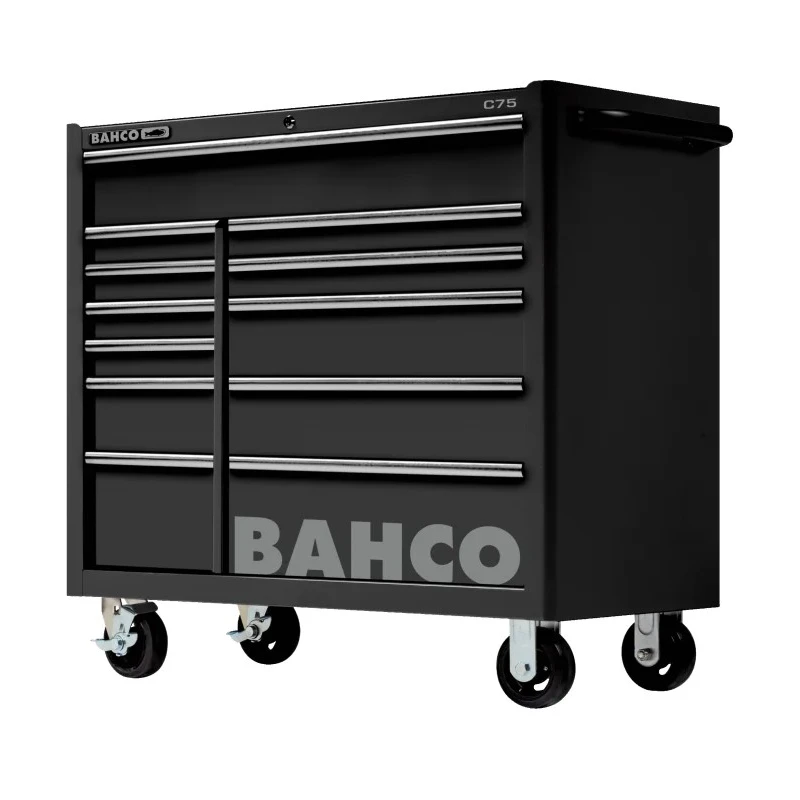 Bahco 12 Drawer Wheeled Roller Cabinet Stainless Steel 900kg Load Capacity 501x1020x985mm 1475KXL12BLACK