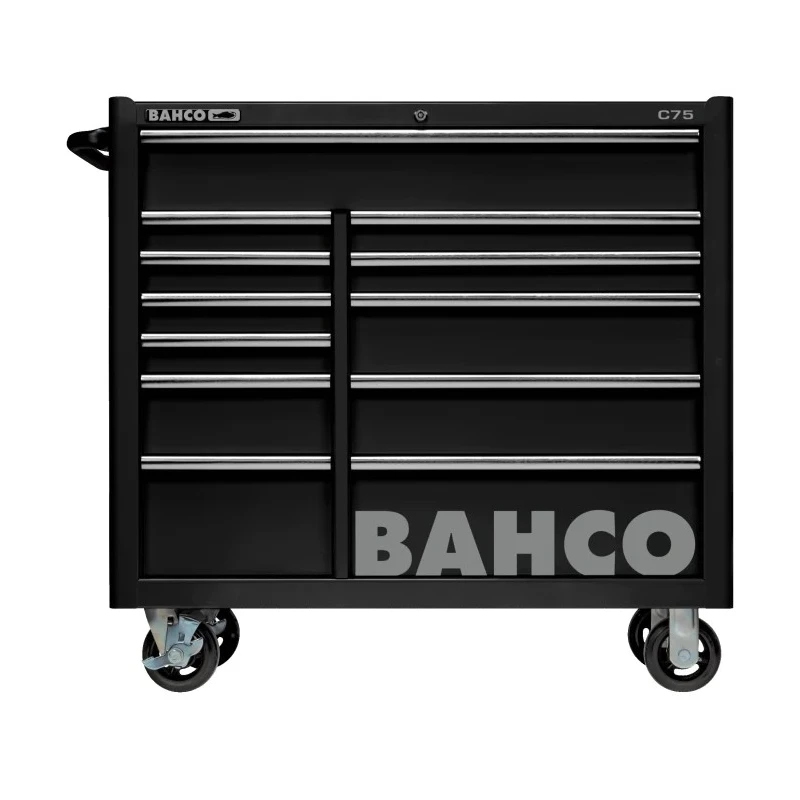 Bahco 12 Drawer Wheeled Roller Cabinet Stainless Steel 900kg Load Capacity 501x1020x985mm 1475KXL12BLACK