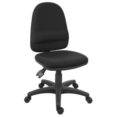 RS PRO Black Fabric Typist Office Chair Adjustable Height Wheeled Back Arms 181-2094