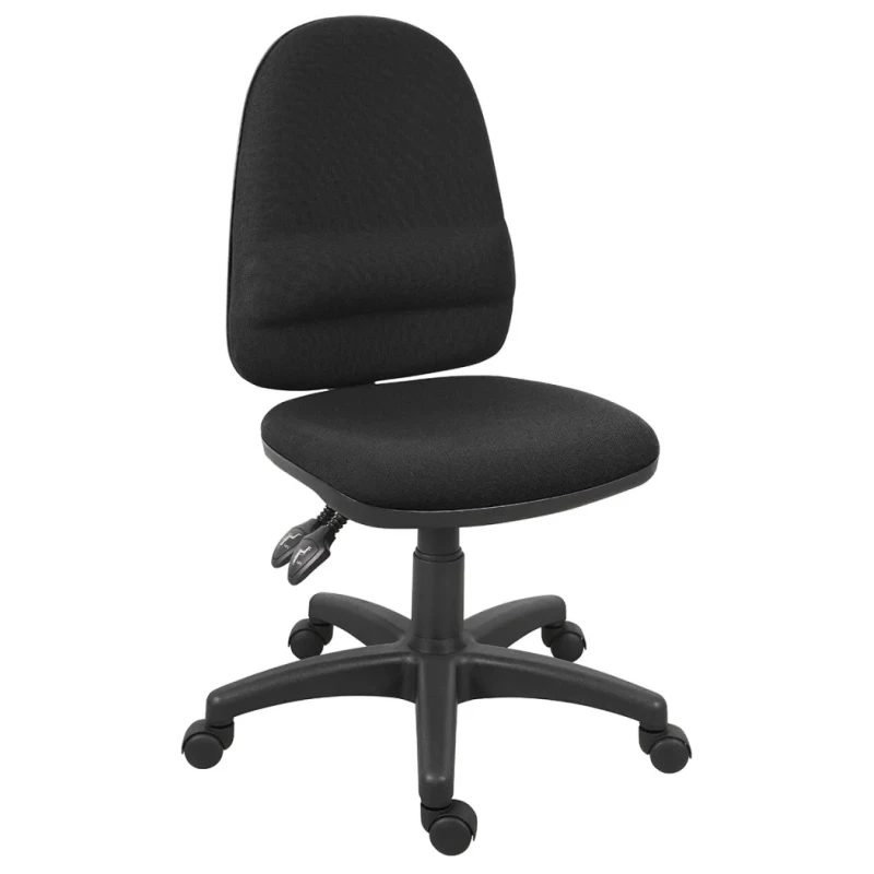 RS PRO Black Fabric Typist Office Chair Adjustable Height Wheeled Back Arms 181-2094