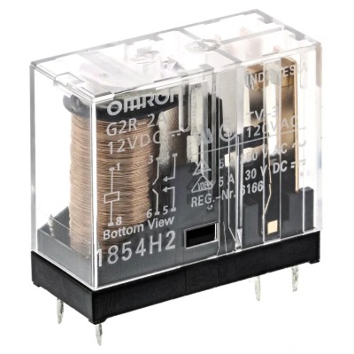 Omron Aratas PCB Power Relay, 12V dc Coil, 5A Switching Current, DPST G2R-2A DC12