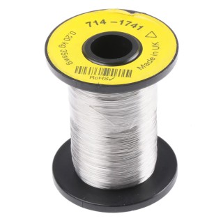 RS PRO Silver Single Core Hook Up Wire 0.21mm Diameter, 623m Length, Nickel Chrome Conductor, 1150°C Maximum 714-1741