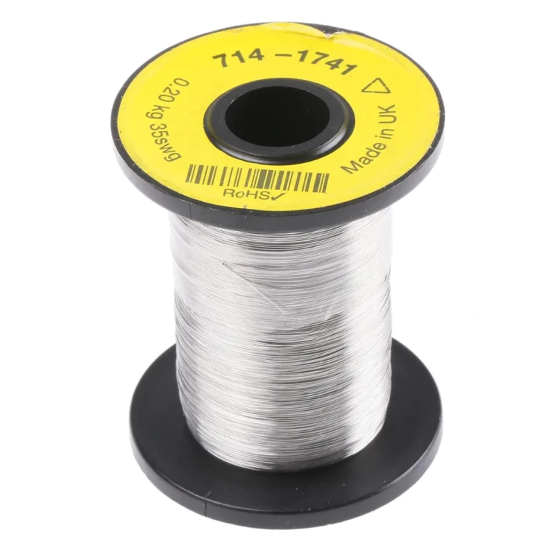 RS PRO Silver Single Core Hook Up Wire 0.21mm Diameter, 623m Length, Nickel Chrome Conductor, 1150°C Maximum 714-1741