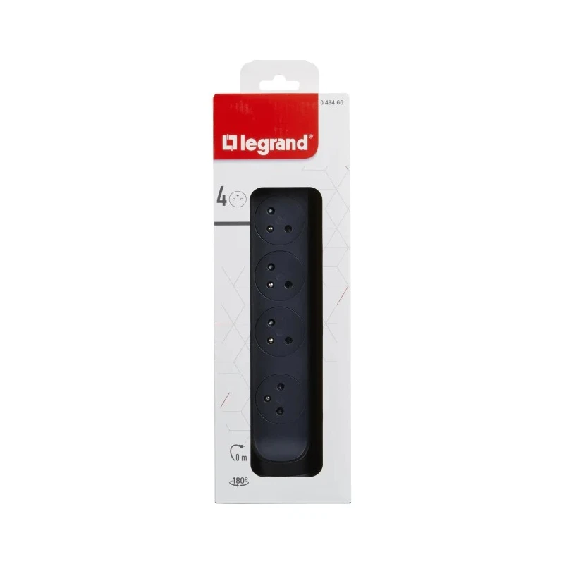 Legrand Extension Lead 4 Socket Type E 16 A 3680 W Impact Resistance IK 04 049466