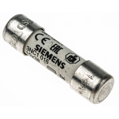 Siemens Cartridge Fuse 16A Current Rating 10 x 38 mm Size SITOR Series 3NC1016