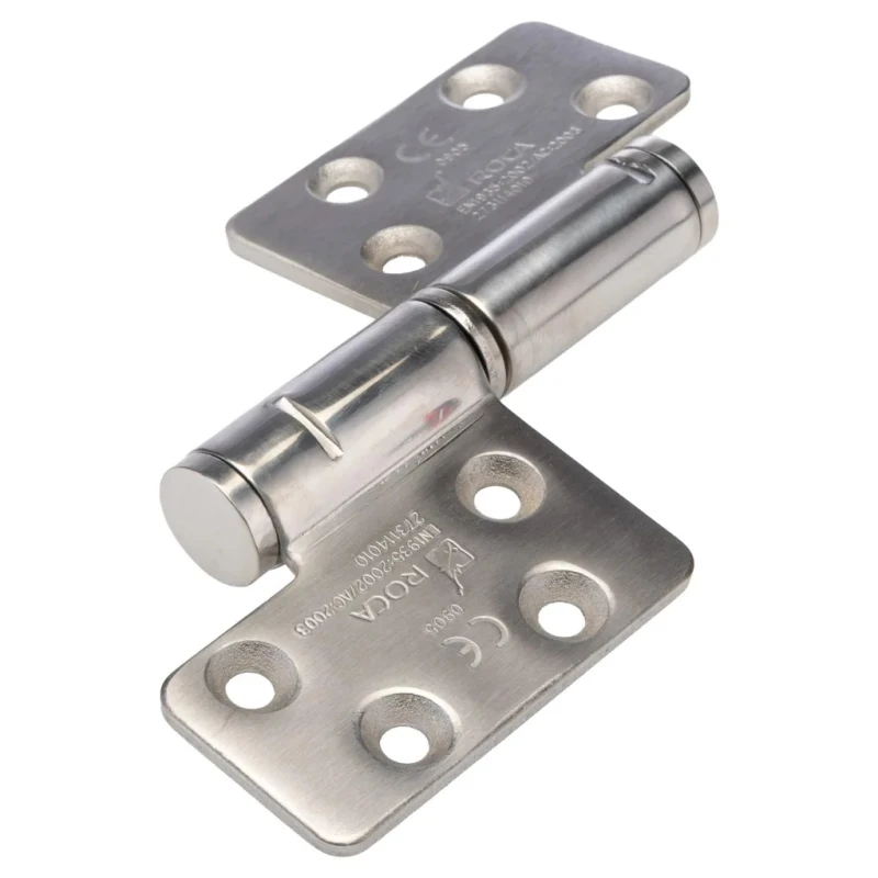 ROCA Brushed Stainless Steel Knuckle Hinge with Fixed Pin, Screw Fixing, 123 mm x 84 mm x 3 mm 92 80 86