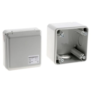 MENNEKES Industrial Socket Wall Mount 3 Pole 16A 230V IP44 Grey