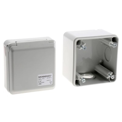 MENNEKES Industrial Socket Wall Mount 3 Pole 16A 230V IP44 Grey 