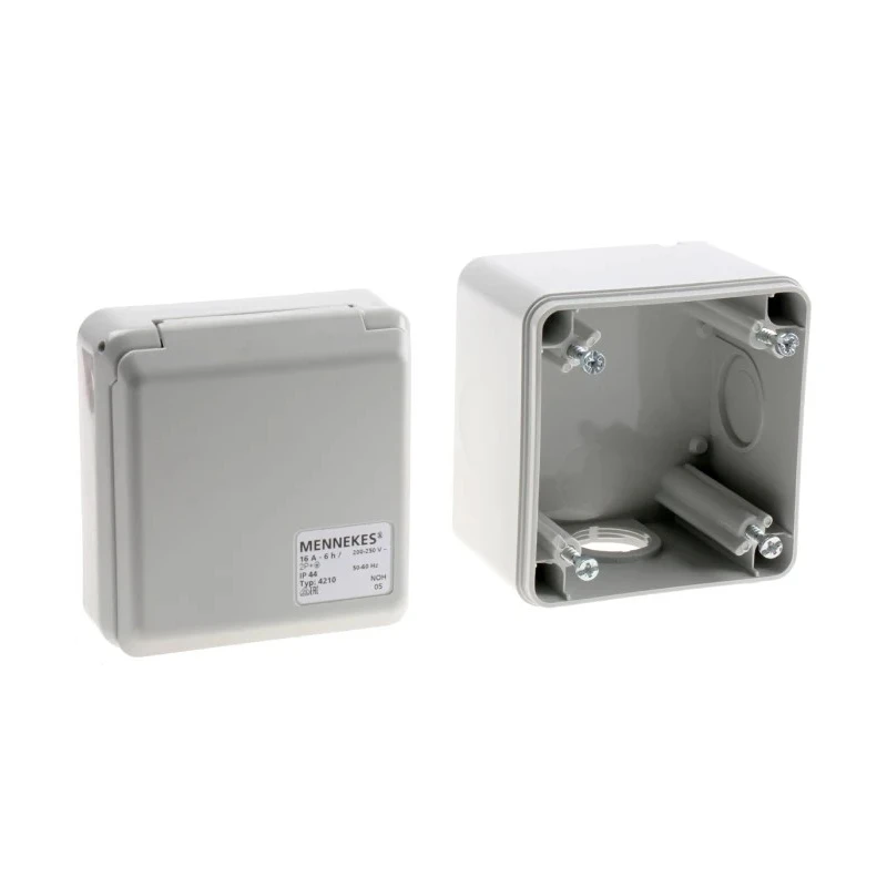 MENNEKES Industrial Socket Wall Mount 3 Pole 16A 230V IP44 Grey 