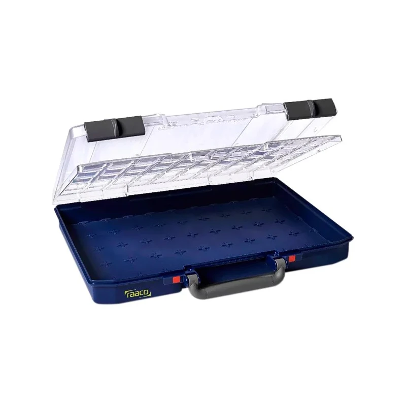 Raaco Adjustable Compartments 55 Cell Blue Polypropylene Polycarbonate Compartment Box 58mm x 413mm x 330mm 142335