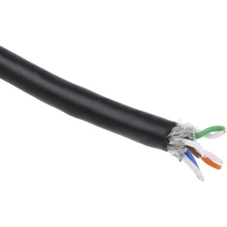 RS PRO Cat7 Ethernet Cable, 100 m, Black, SF/FTP PVC CAT7