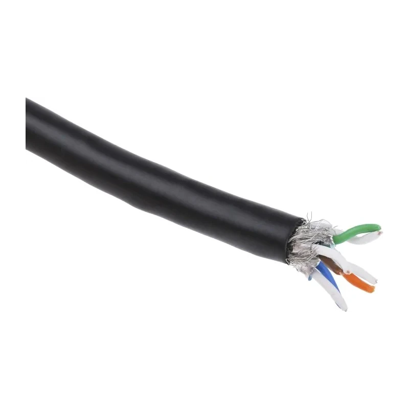 RS PRO Cat7 Ethernet Cable, 100 m, Black, SF/FTP PVC CAT7