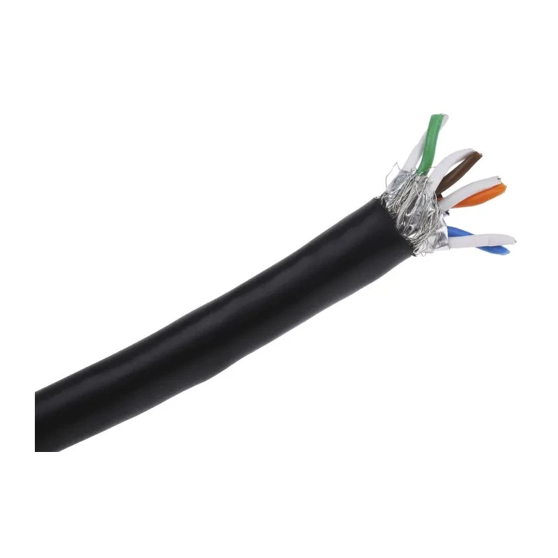 RS PRO Cat7 Ethernet Cable, 100 m, Black, SF/FTP PVC CAT7