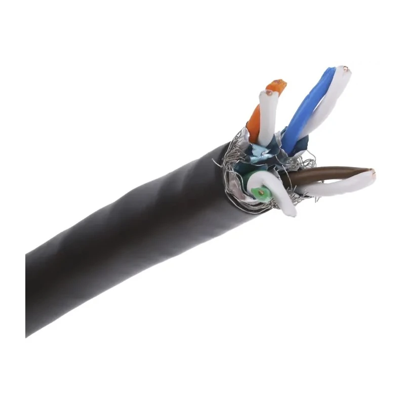 RS PRO Cat7 Ethernet Cable, 100 m, Black, SF/FTP PVC CAT7
