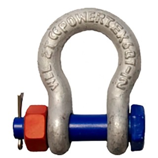 RS PRO Bow Shackle Alloy Steel Hot Dip Galvanised Safety Bolt Pin 8.5 t Load 27mm Diameter 44mm Jaw Width 124-4814