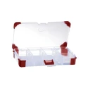 RS PRO Adjustable Compartments 12 Cell Transparent Red Polypropylene Compartment Box 30mm x 165mm x 95mm 124-6589