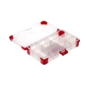 RS PRO Adjustable Compartments 12 Cell Transparent Red Polypropylene Compartment Box 30mm x 165mm x 95mm 124-6589