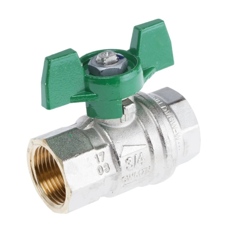 RS PRO Brass Threaded Ball Valve BSPP 1/4 to 2 in Inlet, 3/4 in Outlet, Steel Handle, Maximum Operating Temperature 150°C