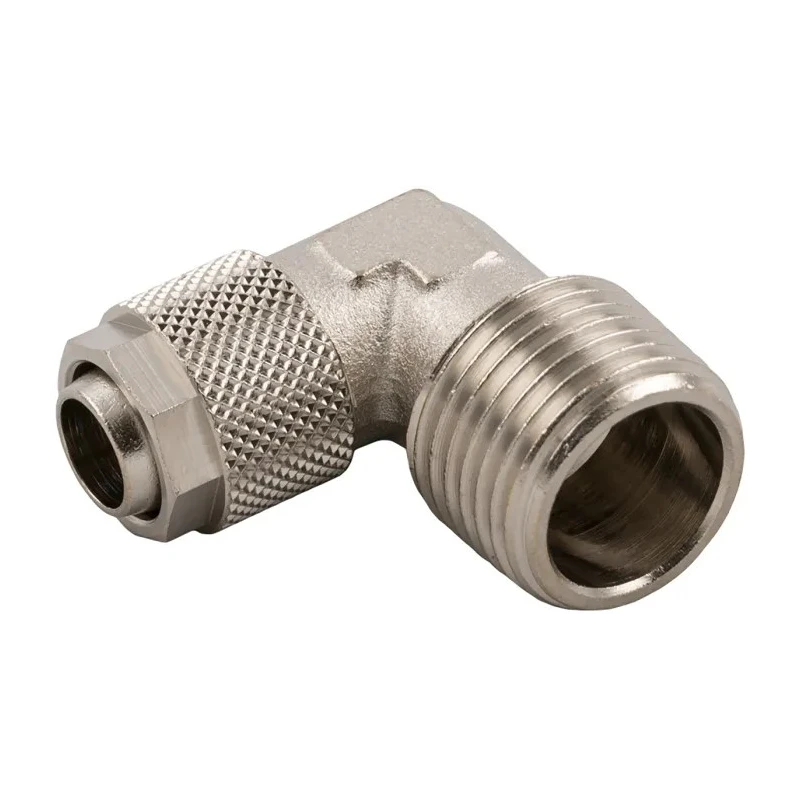 RS PRO Stud Fitting 8mm Push-In Male 1/4 in Threaded-to-Tube Brass Nickel Finish 80°C 176-0956