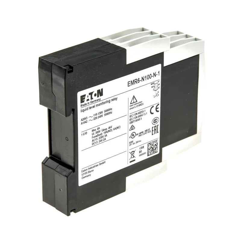 Eaton Monitoring Relay CO DIN Rail Screw Terminal 110-240V AC 5A Contact Current 1s Delay 184758 EMR6-N100-N-1