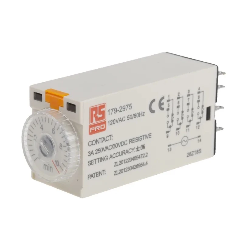RS PRO Timer Relay, 4-Contact 110V AC, 0.5 to 10 min On Delay, 4PDT Switch Configuration 4-Contact