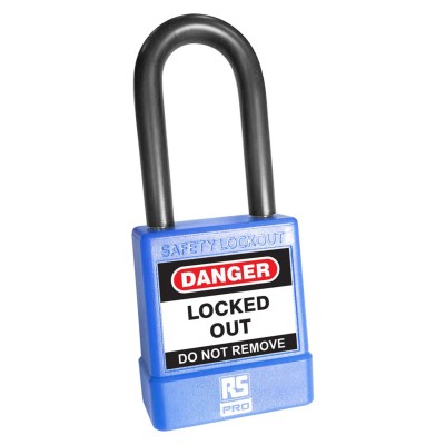 RS PRO Blue Steel Safety Lockout Padlock 6 mm Shackle Diameter 48 mm Shackle Length 180-6826