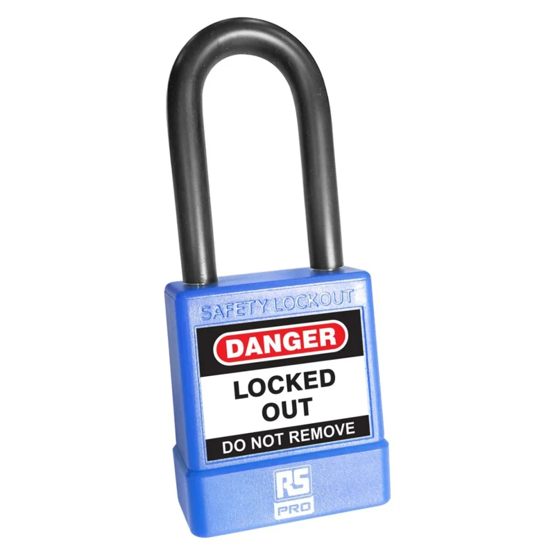 RS PRO Blue Steel Safety Lockout Padlock 6 mm Shackle Diameter 48 mm Shackle Length 180-6826