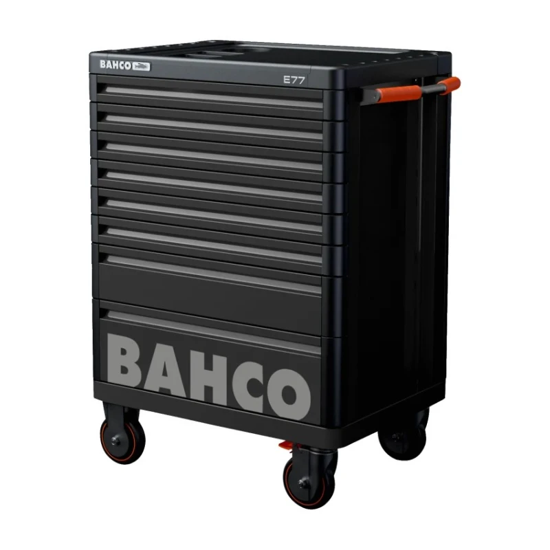 Bahco 8 Drawer Wheeled Roller Cabinet Solid Steel 1000kg Load Capacity 976mm Height 1477K8BLACK