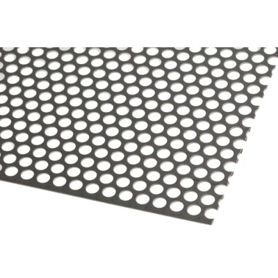 RS PRO Stainless Steel Perforated Metal Sheet 500 mm x 500 mm 0.55 mm Thick 182-8398