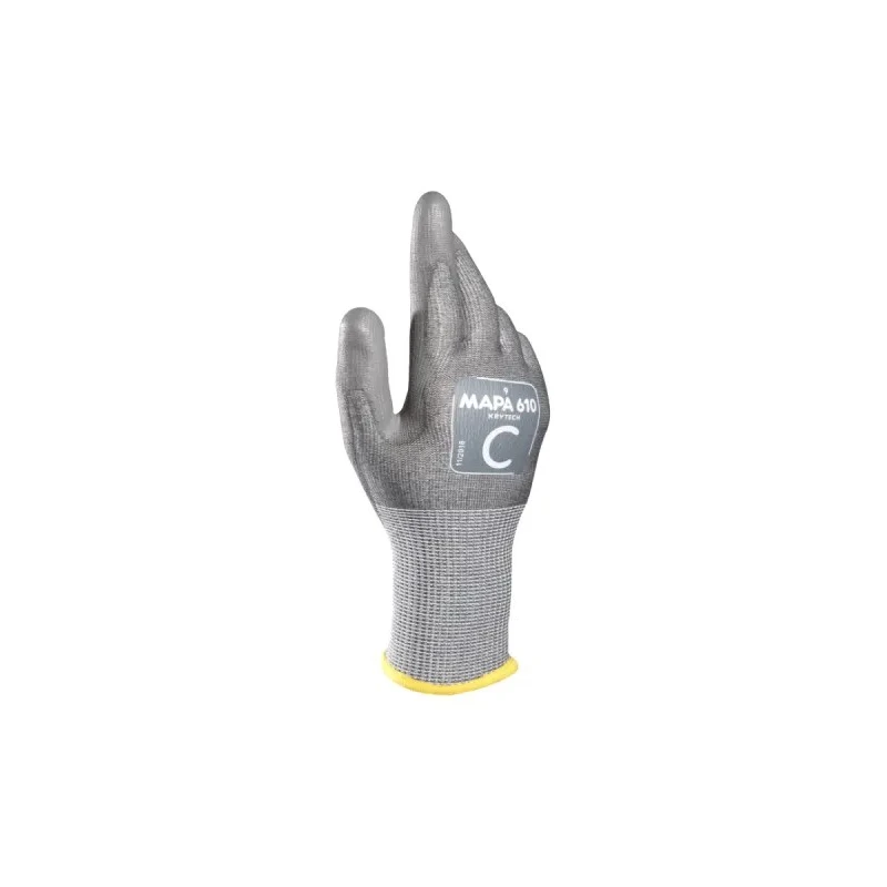 Mapa KRYTECH 610 Grey High Performance Polyethylene Work Gloves, Size 11, Polyurethane Coating 610