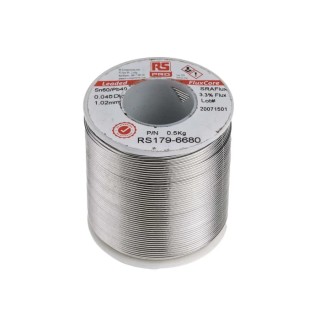 RS PRO Lead Solder Wire 1 mm Diameter 40% Lead 60% Tin Rosin Flux Core 183°C Melting Point 500g 179-6680