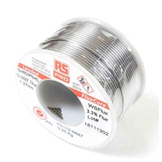 RS PRO Lead Solder Wire 0.7 mm Diameter Water-Soluble Flux 183°C Melting Point 250 g 179-6685