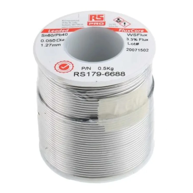 RS PRO Lead Solder Wire 1.27 mm Diameter, 40% Lead, 60% Tin, 183°C Melting Point 179-6688