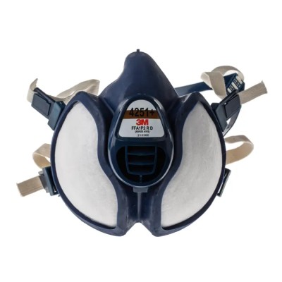 3M 4000+ Series Half Mask Respirator, Blue and White Thermoplastic Elastomer, Size One Size 4251+