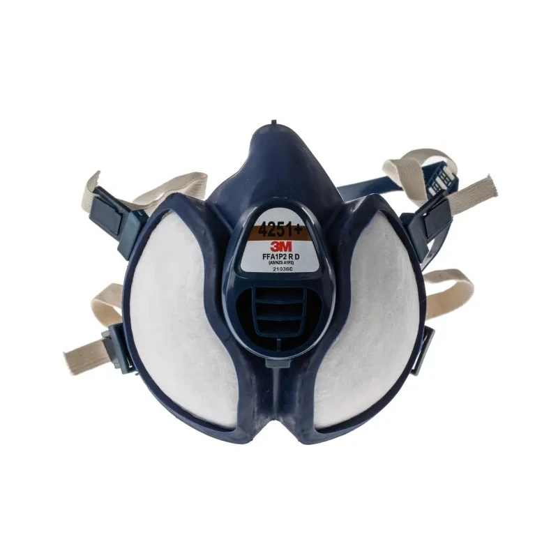 3M 4000+ Series Half Mask Respirator, Blue and White Thermoplastic Elastomer, Size One Size 4251+