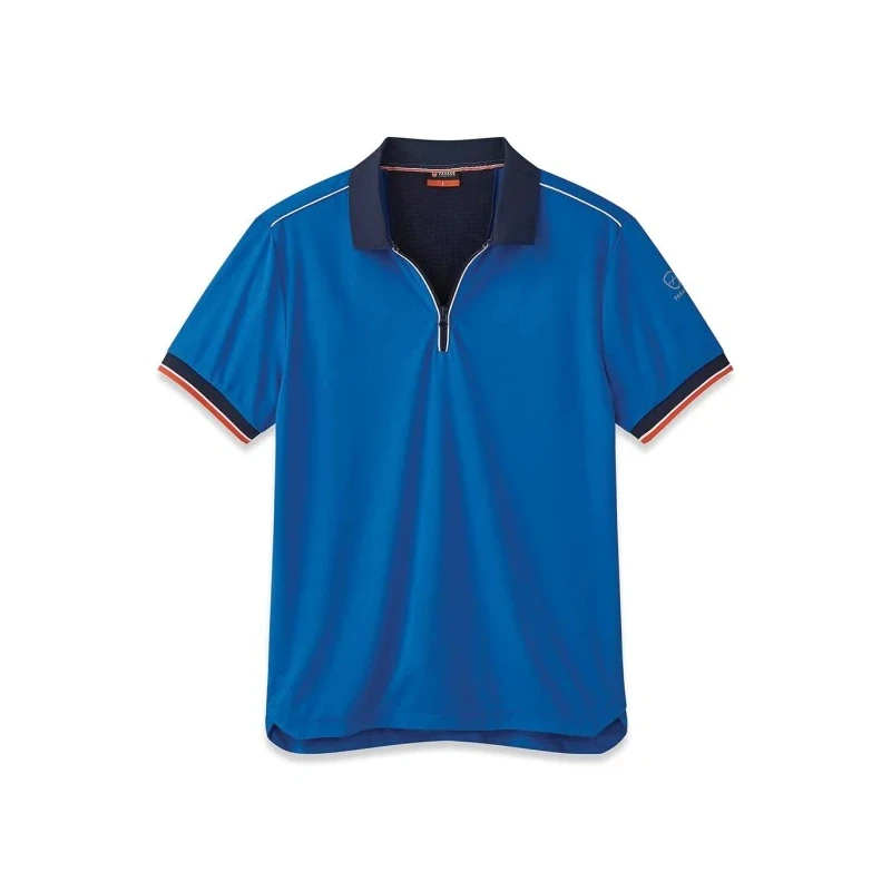 Parade Blue Polyester Short Sleeve Polo Shirt with YKK Zip Closure OLLEY 17OLLEY*1452TXXXL