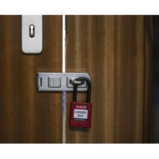 RS PRO Red 1-Lock Safety Lockout Nylon and Aluminium Padlock 6.35 mm Shackle Diameter 38 mm Shackle Length 196-3765