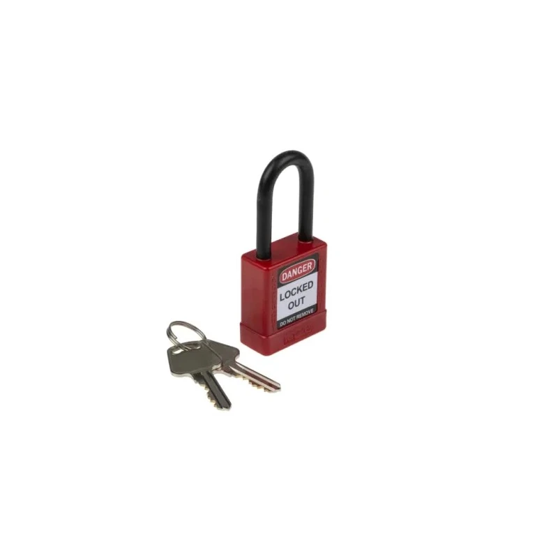 RS PRO Red 1-Lock Safety Lockout Nylon and Aluminium Padlock 6.35 mm Shackle Diameter 38 mm Shackle Length 196-3765