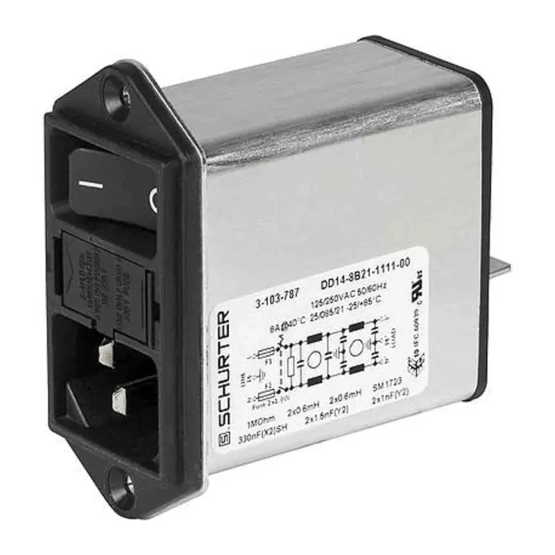Schurter IEC Appliance Inlet C14 2-Stages Screw Mount IEC Filter 250V 1A 3-104-202