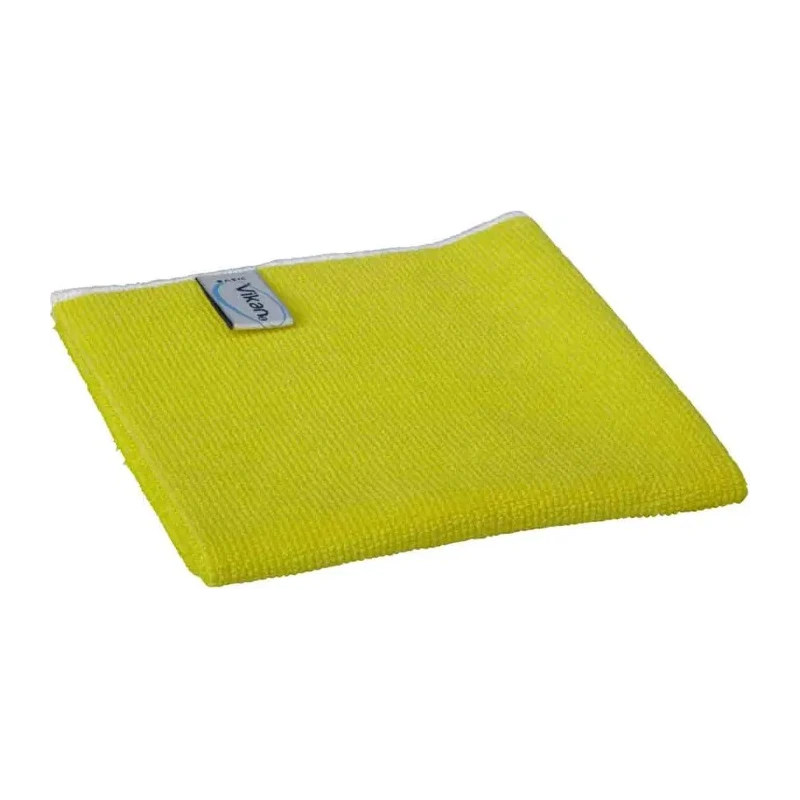 Vikan Basic Microfibre Cloth Yellow Microfibre Cloths for General Cleaning, Dry/Wet Use, Box of 5, 320 x 320 mm 691136