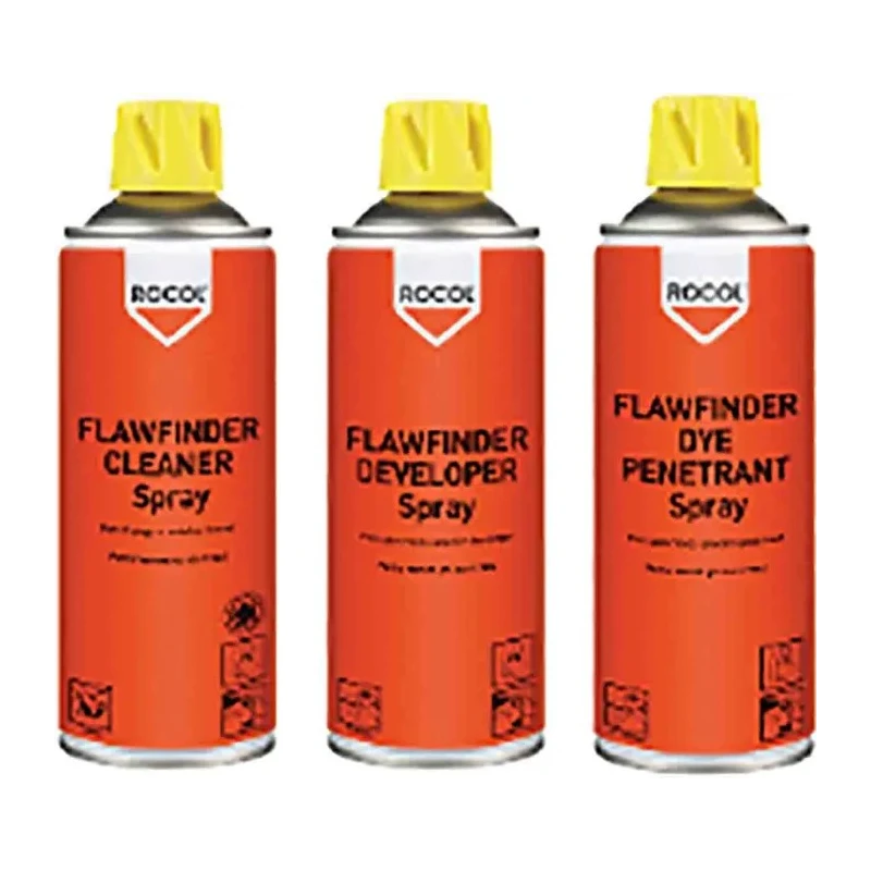 Rocol Flaw Detector Spray Set Cleaner Developer Penetrant Aerosol 300 ml FLAWFINDER 63181
