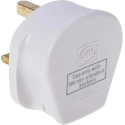 MK Electric 13A 250V UK Mains Plug White Cable Urea Formaldehyde Screw Termination 647 WHI