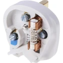 MK Electric 13A 250V UK Mains Plug White Cable Urea Formaldehyde Screw Termination 647 WHI