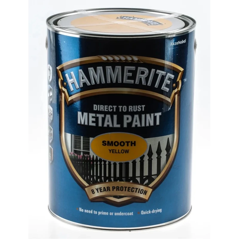 Hammerite Direct to Rust Paint Smooth Finish Yellow 5 L 5084878