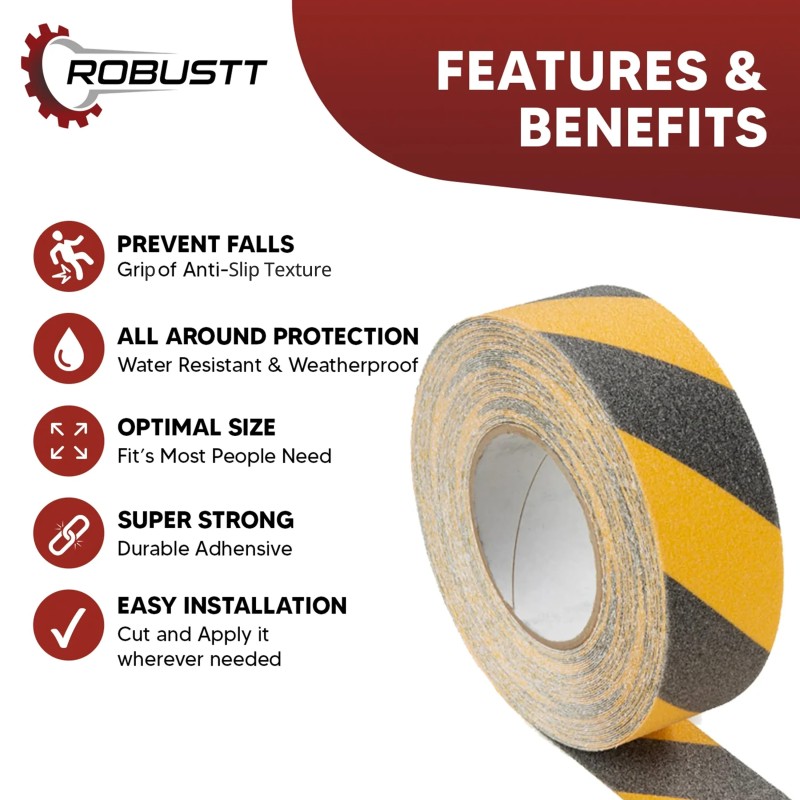 Buy Robustt Anti Skid/Slip 5mx50mm Yellow/Black Adhesive Tape